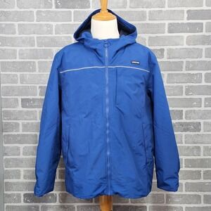 Lands' End Insulated Hooded Nylon Jacket Blue Men's XL Quilted Water‎ Resistant